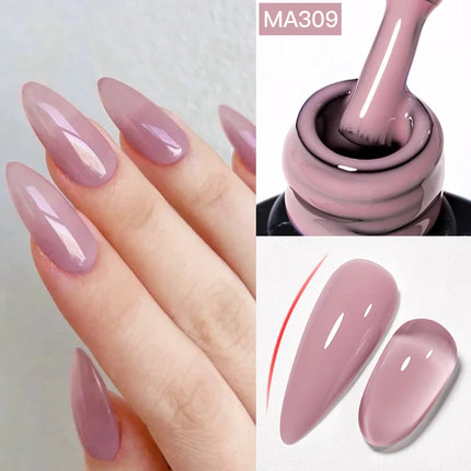 MEET ACROSS 7ml Rubber Base Gel Glitter Nude Pink White 2 In 1 Gel Nail Polish Nail Art Varnish For Nails Winter Autumn Manicure