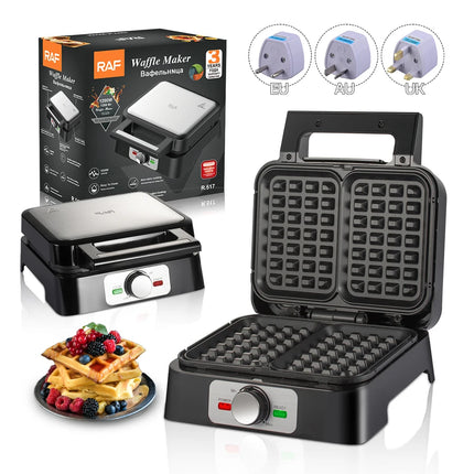 1200W Electric Waffle Maker Double Heating Temperature Adjustable Breakfast Belgian Waffle Machine Egg Cake Oven Pancake for Kid