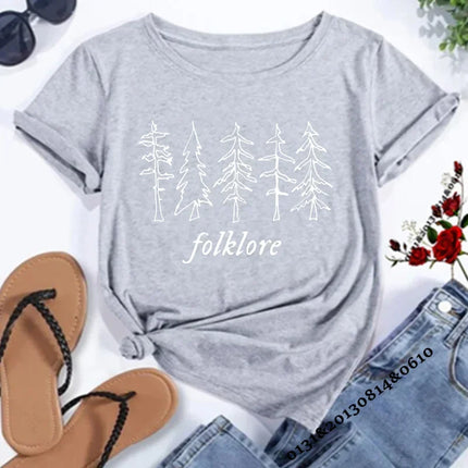 Folklore Shirt Taylor Music Swift Albums T-Shirt Folklore Inspired Graphic Women's T-Shirts Cute Aesthetic Tops Tee Gift for Fans