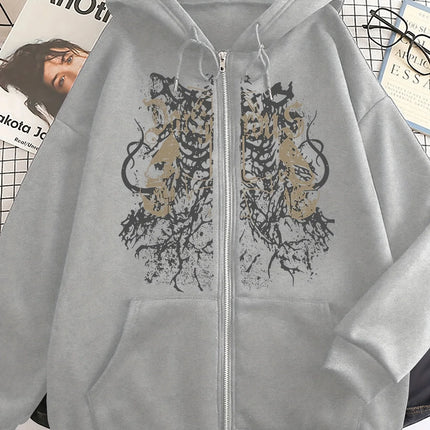 Trendy European and American Style Autumn and Winter Hooded Sweatshirt, Fleece-Lined and Thickened, Unisex Couple's Cardigan, Women's Loose Casual Oversize Hoodie, Long-Sleeve Regular Fit with Front Pocket, Machine Washable,