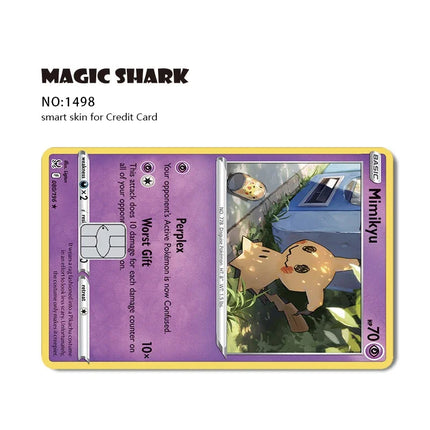 New Bulbasaur Pikachu Charmander Squirtle Mew Gengar Pokemons PTCG Film Skin Cover Sticker for Credit Debit Card