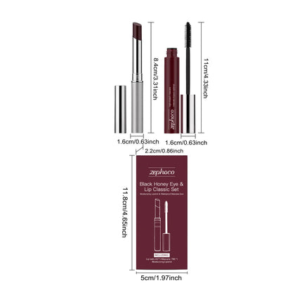 Black Honey Iconic Eye Lip Makeup Set Black Volumizing Lengthening Curling Mascara Plumping Gloss Lipstick Waterproof Makeup Set