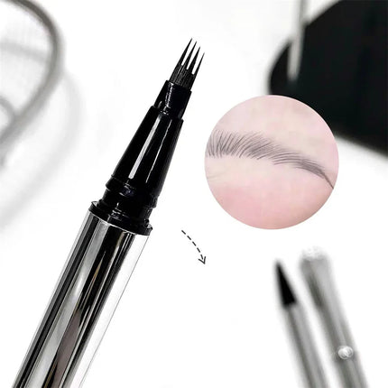 Waterproof Wild Eyebrow Pen 2/4 Separated Head Natural Brow Makeup Quick-Drying Creation of Ultra-Fine Lasting Liquid Eyebrow
