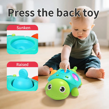 Baby Crawling Turtle Toy 0+, Infant Tummy Time Sensory Teething Musical Toys, Toddler Walking Learning Motor Skill, Christmas