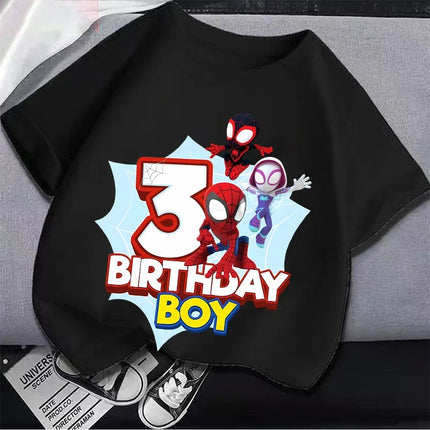 Marvel Spider-Man Digital Print Summer Boys Girls T-Shirt Suitable Street Wear 100% Cotton Breathable Soft Short-Sleeved Top