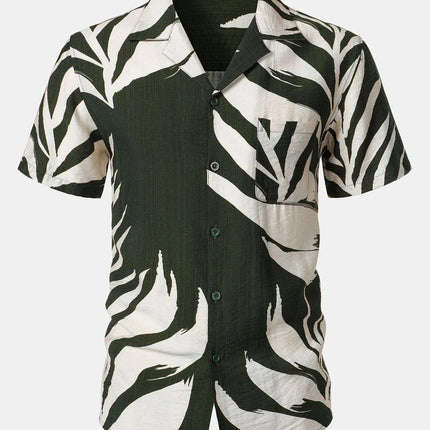 Summer Mens Striped Floral Patchwork Hawaiian Shirt 3D Print Short Sleeve Pocket Casual Oversized Beach Camisa Havaiana Listrada