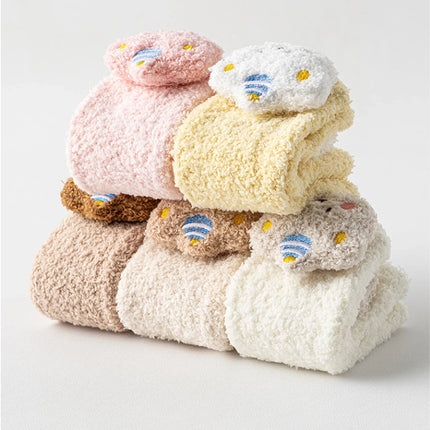 Cute Cartoon Bear Baby Sock Winter Thicken Warm Baby Boys Girls Sock Fleece Loope Todddler Kids Floor Sock