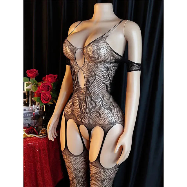 Crotchless body Stocking Toy Adult Restraint Underwear Fishnet Body Bondage Embroidered Pantyhose Sex Games Forwomen/men/couples