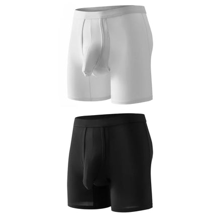 2PCS Mens Long Legs Underwear Separate Ball Pouch Breathable Comfort Sport Seamless Boxer Trunks Shorts Calzoncillo Hombre
