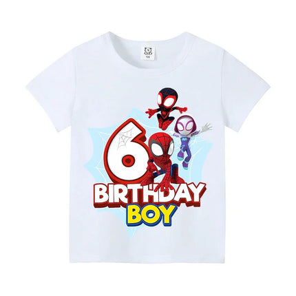 Marvel Spider-Man Digital Print Summer Boys Girls T-Shirt Suitable Street Wear 100% Cotton Breathable Soft Short-Sleeved Top