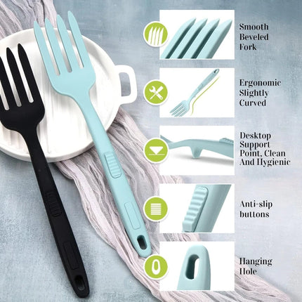 Innovative Pasta Fork with Push Release Slider Heat Resistant Noodle Salad Server Creative Kitchen Gadget Easy Food Release Bbq