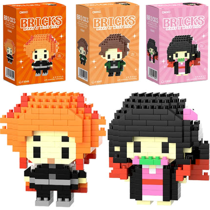 Anime Demon Slayer Rengoku Anjuro Micro Building Blocks Kimetsu No Yaibe Figure Tomioka Giyuu Bricks Kits Desktop Toys Gifts