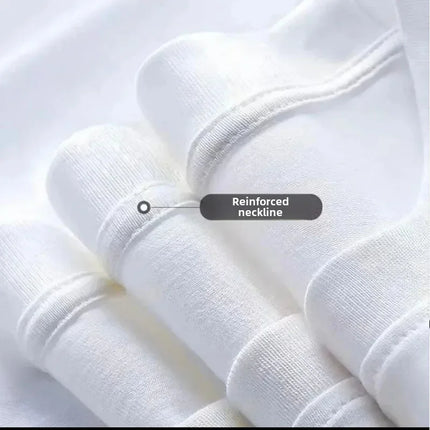 Pure Cotton Long Sleeve White Casual Fashionable Versatile Round Neck Base Layer Top For Spring Autumn/Winter Wholesale