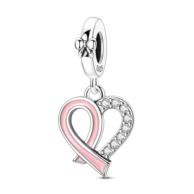 2026 Romantic Pink Color Charms Bead 925 Sterling Silver CZ Zircon Love Heart Pendants Fit Original Bracelet DIY Jewelry Gift