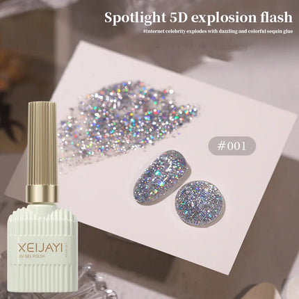10 Colors Holographic Glitter Gel Nail Polish Spring Color Sparkling Sequins Soak Off Uv Led Varnish Nail Art Diy