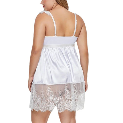 XL-6xl Plus Size Women Sexy Lingerie Lace Bra Low-cut Seductive Underwear Open Crotch Nightdress   Erotic Badydolls Costumes