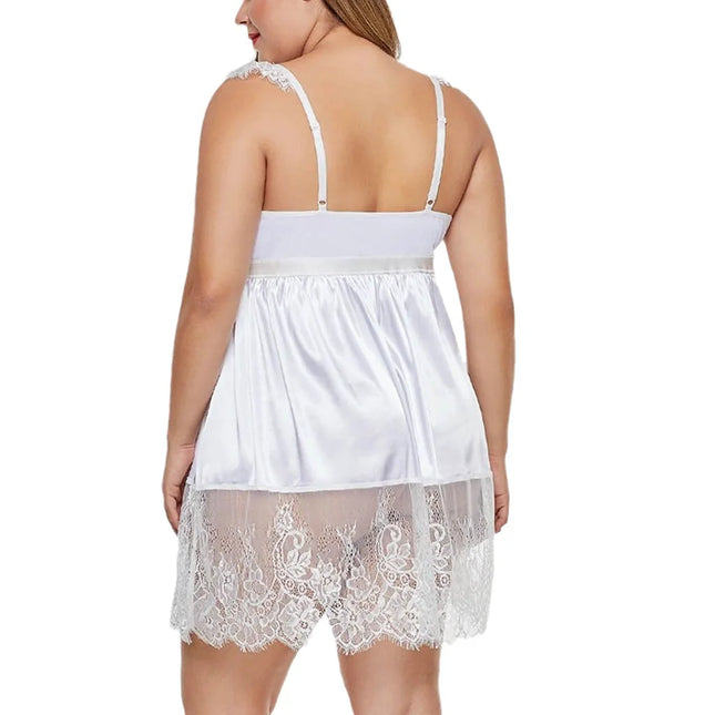XL-6XL Plus Size Women Sexy Lingerie Lace Bra Low-cut Seductive Underwear Open Crotch Nightdress Erotic Babydoll Costumes