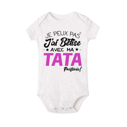 I Can't I Messed Up with My Favorite Aunt Printed Baby Bodysuit Funny Newborn Romper Infant Short Sleeve Jumpsuit Babies Clothes