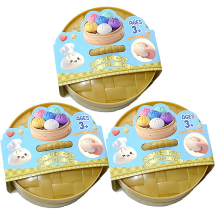 NEW Realistic Giant Dumpling Squishes Squeeze Toy with Steamer Soft TPR Dough Ball Decompression Fidget Toy Funny Creative Gift