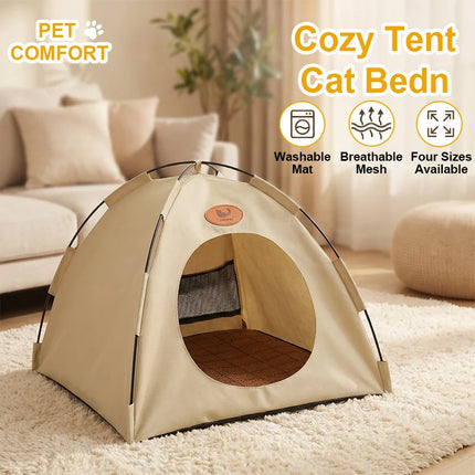 Upgraded cat and dog tent bed, pet summer sunshade tent, enhanced breathability design to keep them cool.