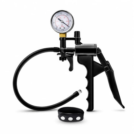 Men Manual Vacuum Pump Handle Replacement Set, Hand Grip with Pressure Gauge Hose Tube Connector Valve Accessory Kit