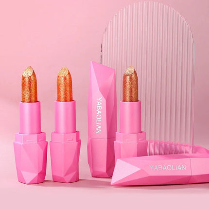6 Colors Quicksand Golden Lipstick Fine Glitter Lipstick Moisturizing Silky Mermaid Aureate Long-Lasting Waterproof Lip Makeup