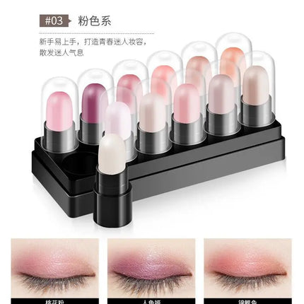 Eyeshadow Pencil Set 12 Colors Waterproof Long Lasting Glitter Shimmer Eye Shadow Pen Highlighter Stick Eyes Makeup Tools
