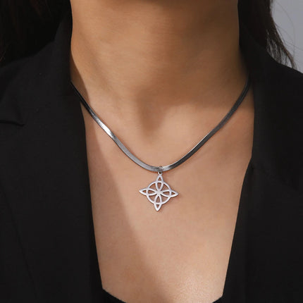 Lucktune Witch Knot Pendant Necklace Stainless Steel Snake Chain Necklace For Women Vintage Lucky Wicca Jewelry Party Gifts Sale