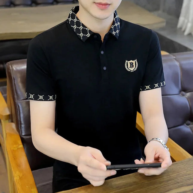 Summer Polo Shirt Men's Short Sleeve T-Shirt Turn-down Collar Casual Half Sleeve Cotton-feel Top 2025 Summer Collection High-end