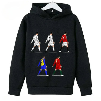 Spring Autumn Casual Children's Hoodie Sports Sweatshirt for Boys and Girls Ronaldo Printed 2-14 Years Fashion Kids Pullover Top