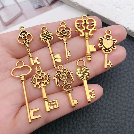 20/100pcs Mini Key Series (Includes Antique Gold/Bronze/KC Gold/Bright Silver Finishes) - Ideal for Handmade Jewelry Crafting"
