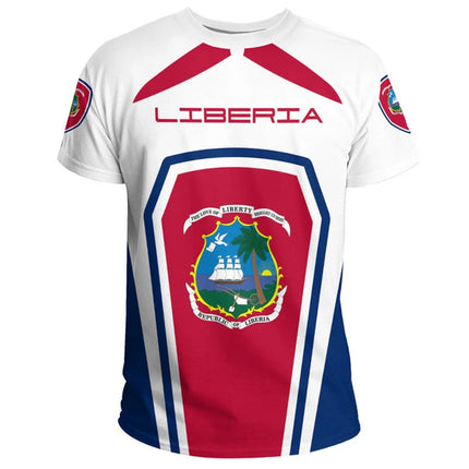 Liberia Men's T-Shirt Summer Short Sleeve LR National Emblem Flag 3D Print Fashion Round Neck Sports Fitness Male Clothing Tops