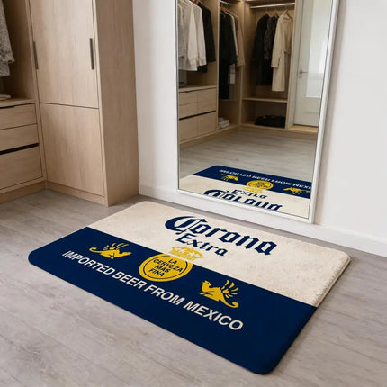 C-Corona E-Extra Beer Floor Mat Flannel Door Mat Non-Slip Absorbent Washable Indoor Home Rug