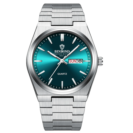 BINBOND  Luxury Men Quartz Watch Waterproof Date Week Luminous Wristwatch Stainless Steel Men's Watches Male Clock Sports Reloj