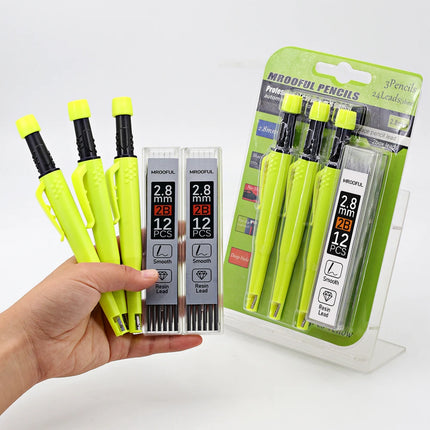 Carpenter's Pencil Card Set, Deep Hole Marking And Drawing, With 2.8mmLeads,Pencil Sharpener,For Carpenter Woodworking Architect