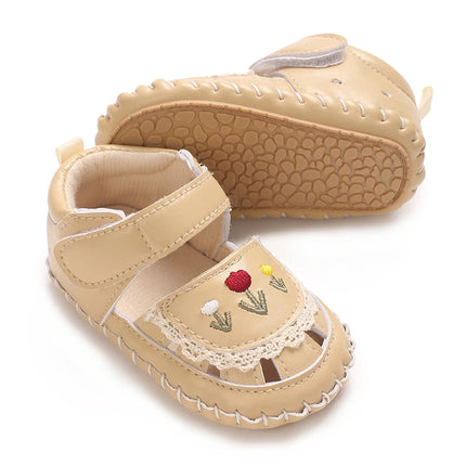 Spring and Summer New Baby Korean Version Flower Embroidered Princess Shoes For Women's Soft Soled Baby Walking Shoes