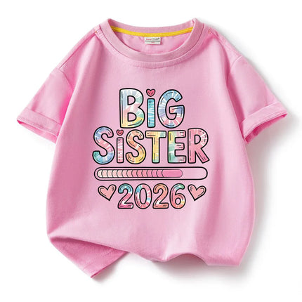 Big Sister Big Brother 2026 Printed Kids T-shirt Children Summer Short Sleeve Clothes Tees Kids Valentine Funny T Shirt Gift