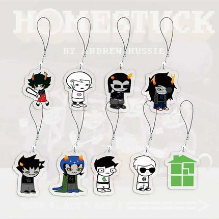 Cute Acrylic Homestuck Mobile Phone Charms Dave Strider John Egbert Karkat Small Pendant Phone Chain Keychain Fans Friends Gifts