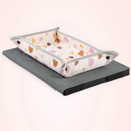 Kids Travel Tray for airplanes Seats Travel Desk storage Foldable & Adjustable Lap Desk for Children Entertainment & Learning
