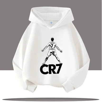 Autumn Cartoon CR7 Ronaldo Print Children's Hoodies Long Sleeve Sweatshirt Boy Football Star Casual Kid Warm Pullover Clothing