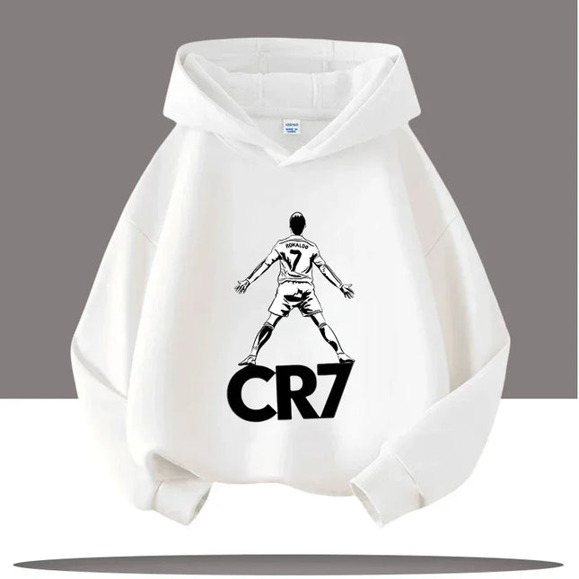 Autumn Cartoon CR7 Ronaldo Print Children's Hoodies Long Sleeve Sweatshirt Boy Football Star Casual Kid Warm Pullover Clothing