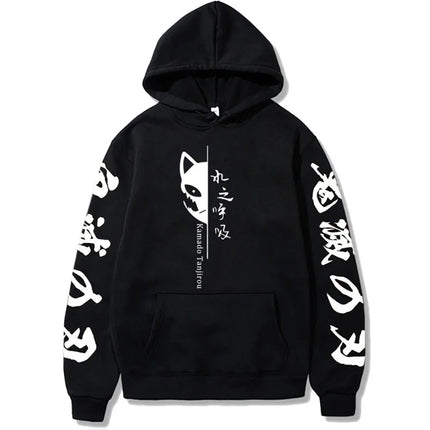 Popular Anime Print Hoodies Demon Slayer Blade Warm Fleece Japanese Street Kamado Nezuko Custom Men's Sweater Pullover Hoodies