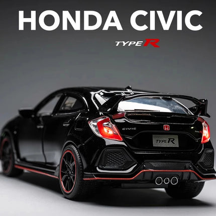 1:32 Honda Civic Type-R Alloy Sports Car Diecast Metal Model Car Central Control Ornaments Miniature Car Model Kids Toys Present