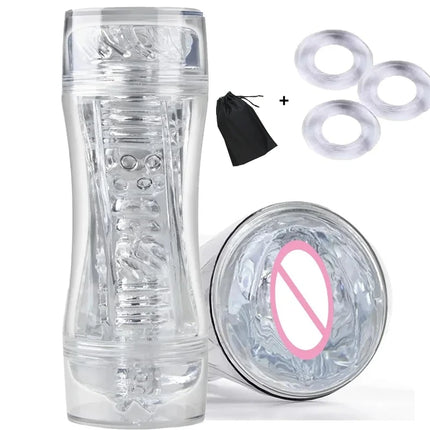 Blowjob Massager Male Masturbat or Sex Toys for Men Realistic Adult Endurance Exercise Pocket Cup for Men Transparent 18+ Soft