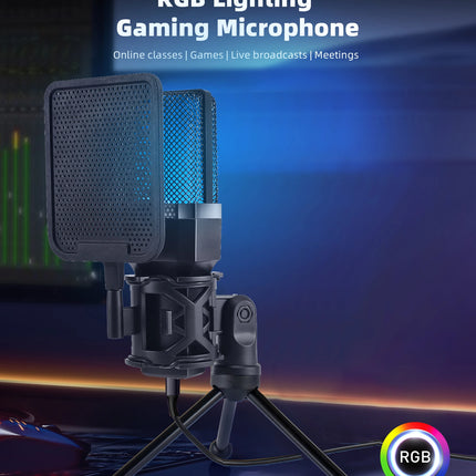 Gaming Computer Professional Condenser Microphone Mic PC Laptop USB Wired Live Streaming Podcast Studio Mike Kit Gamer Karaoke