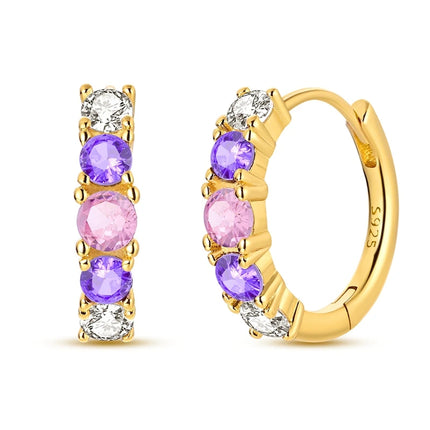 Luminous Shell Women Earrings Original 925 Sterling Silver Pave CZ Star Moon Hoop Earrings Engagement Wedding Jewelry