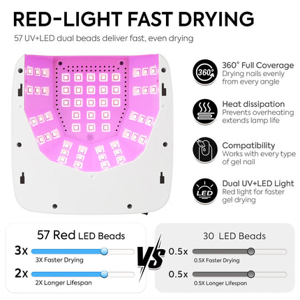 180W Cordless UV LED Nail Lamp With LCD Display Wireless 57LEDS Nail Drying Lamp For Drying Polish Gel Rechargeable Salon Tools
