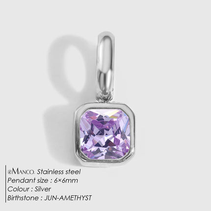eManco 14K Gold Plated Octagon Metal Charms Stainless Steel Birthstone Pendant  for DIY Necklace Bracelet Jewelry
