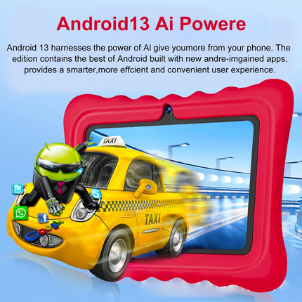 New 7 Inch 4GB RAM 64GB ROM Kids Tablets Quad Core WiFi Android 13 Bluetooth 5 Educational Software Installed Learning Tablet PC