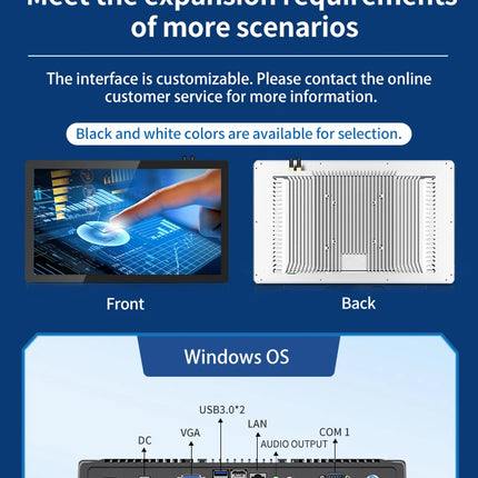 13.3 Inch All-in-One Capacitive Touch PC Industrial Panel PC with VESA Mount Compatible with Windows 10 or 11